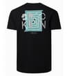Thumbnail Black T-shirt shown flat from the back with large print.